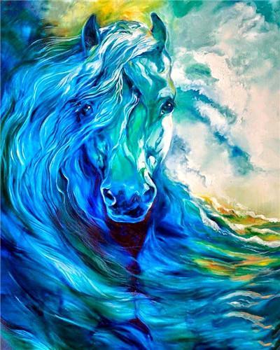 Cheval Bleu Peinture par Numéros