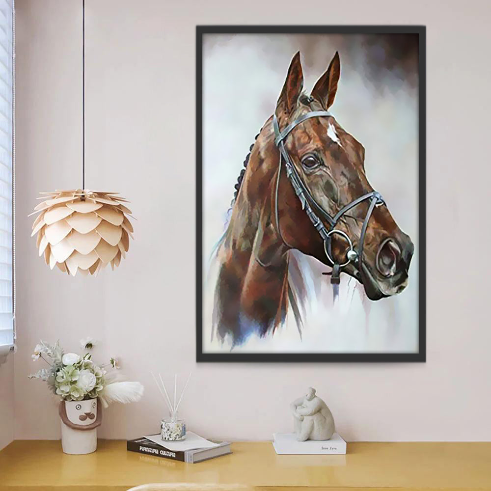 Cheval Brun et Blanc Peinture par Numéros