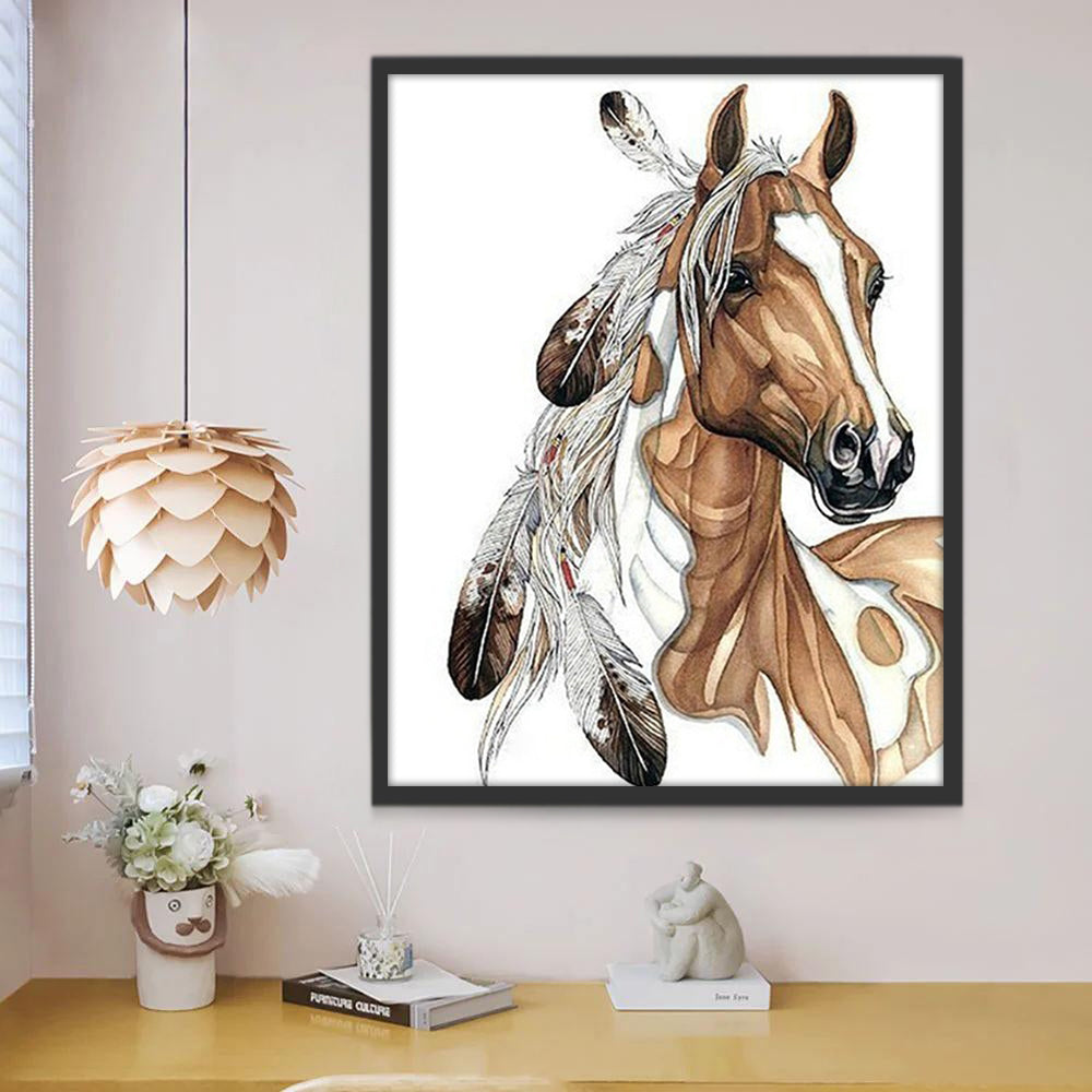 Cheval et Plumes Peinture par Numéros
