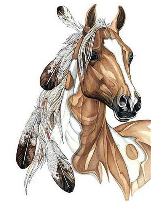 Cheval et Plumes Peinture par Numéros
