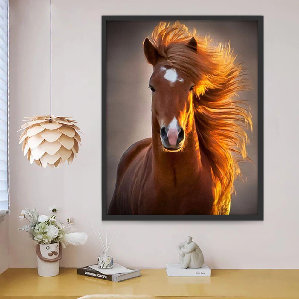 Cheval Marron au Soleil Peinture par Numéros