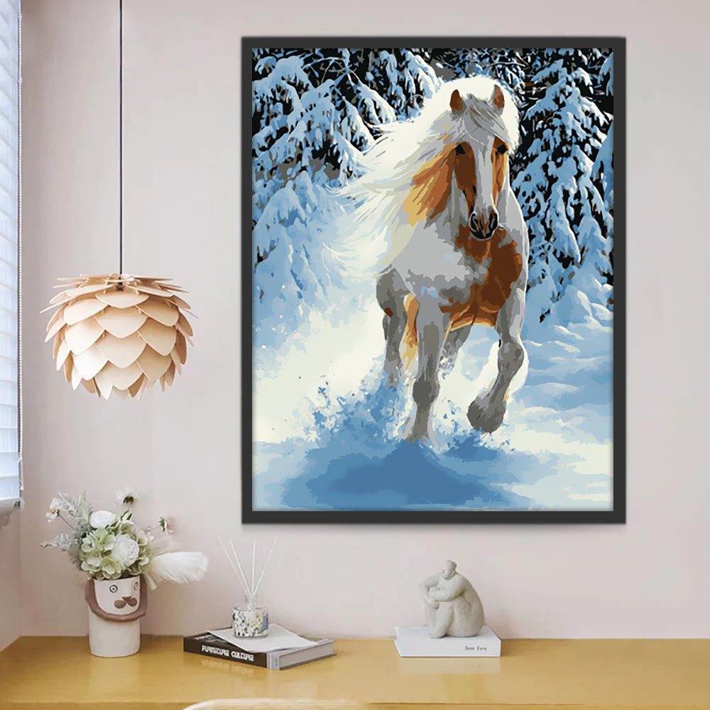 Cheval Marron et Blanc Peinture par Numéros
