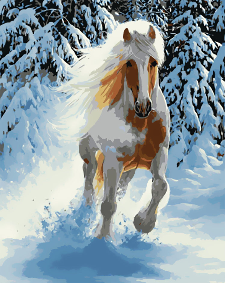 Cheval Marron et Blanc Peinture par Numéros
