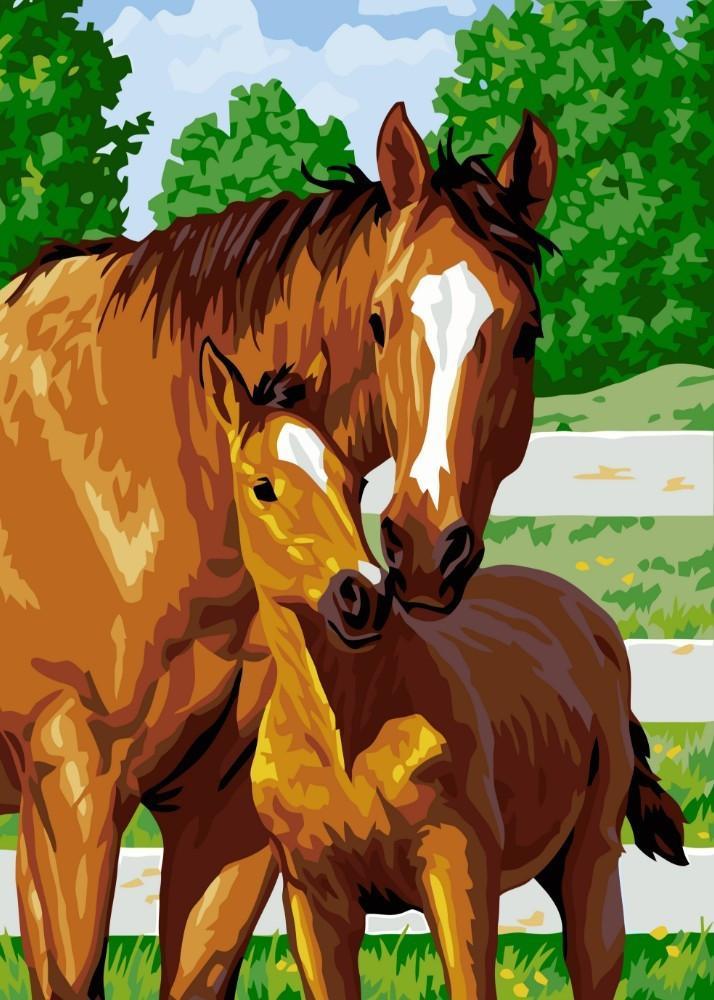 Cheval Mère et Bébé Poulain Peinture par Numéros