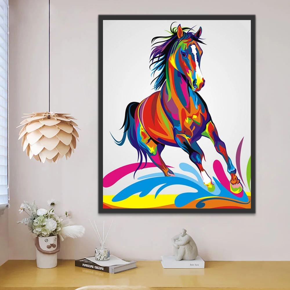 Cheval Multicolore Peinture par Numéros