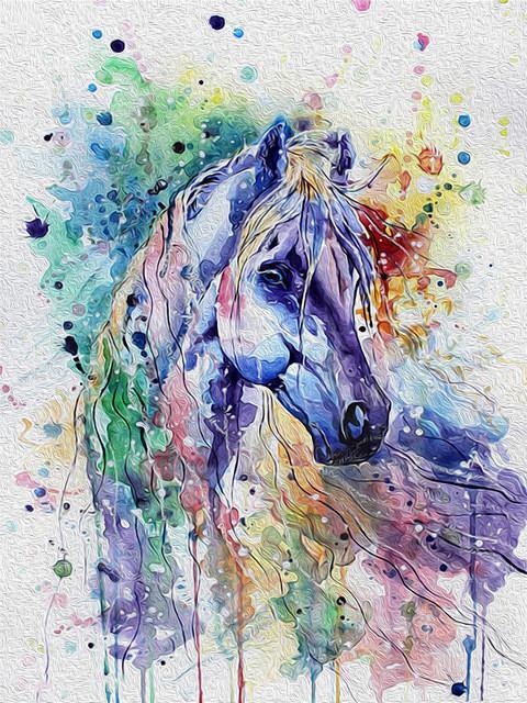 Cheval Multicolore Peinture par Numéros