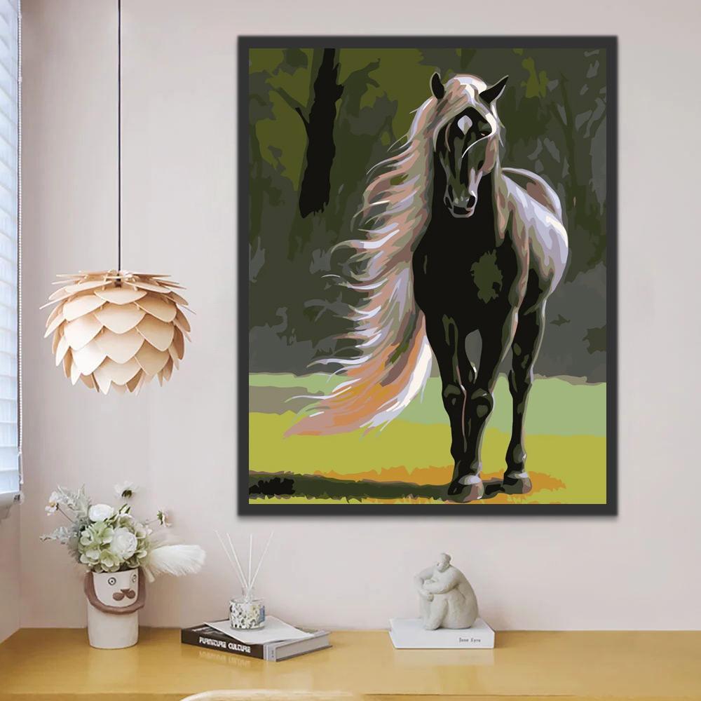 Cheval Noir Mannequin Peinture par Numéros