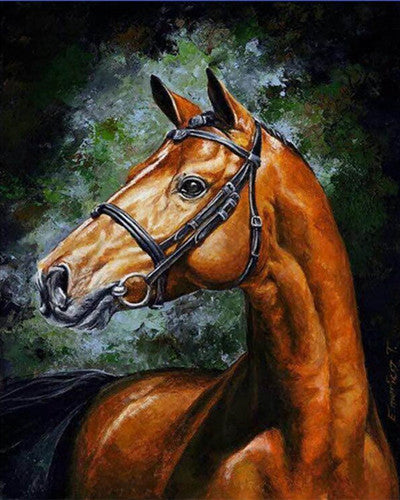 Cheval Puissant Marron Peinture par Numéros