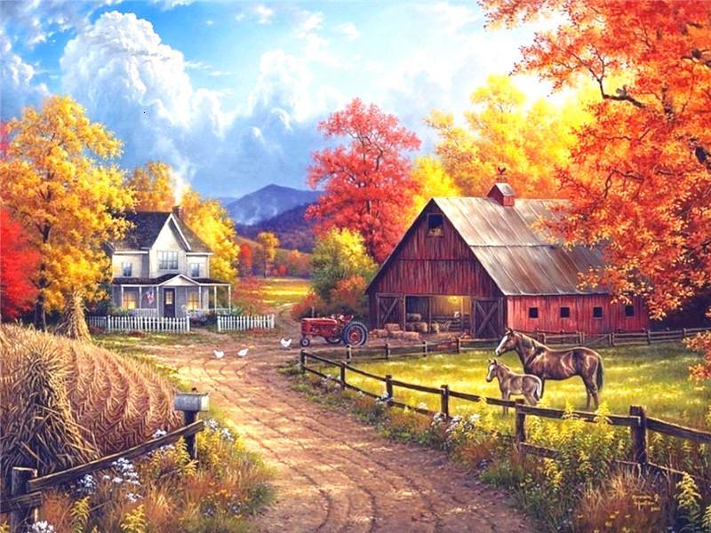 Chevaux d'Automne Peinture par Numéros