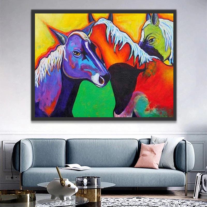 Chevaux de Couleurs Etranges Peinture par Numéros