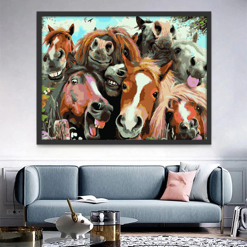 Chevaux Drôles Peinture par Numéros
