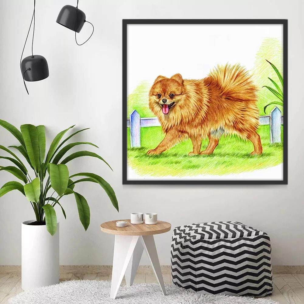 Chien Brun Poilu Peinture par Numéros