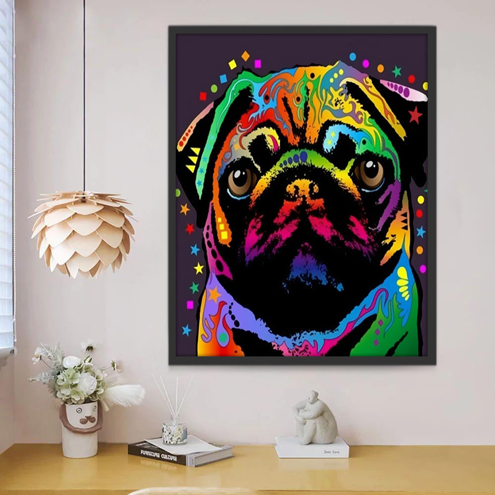 Chien Carlin Multicolore Peinture par Numéros