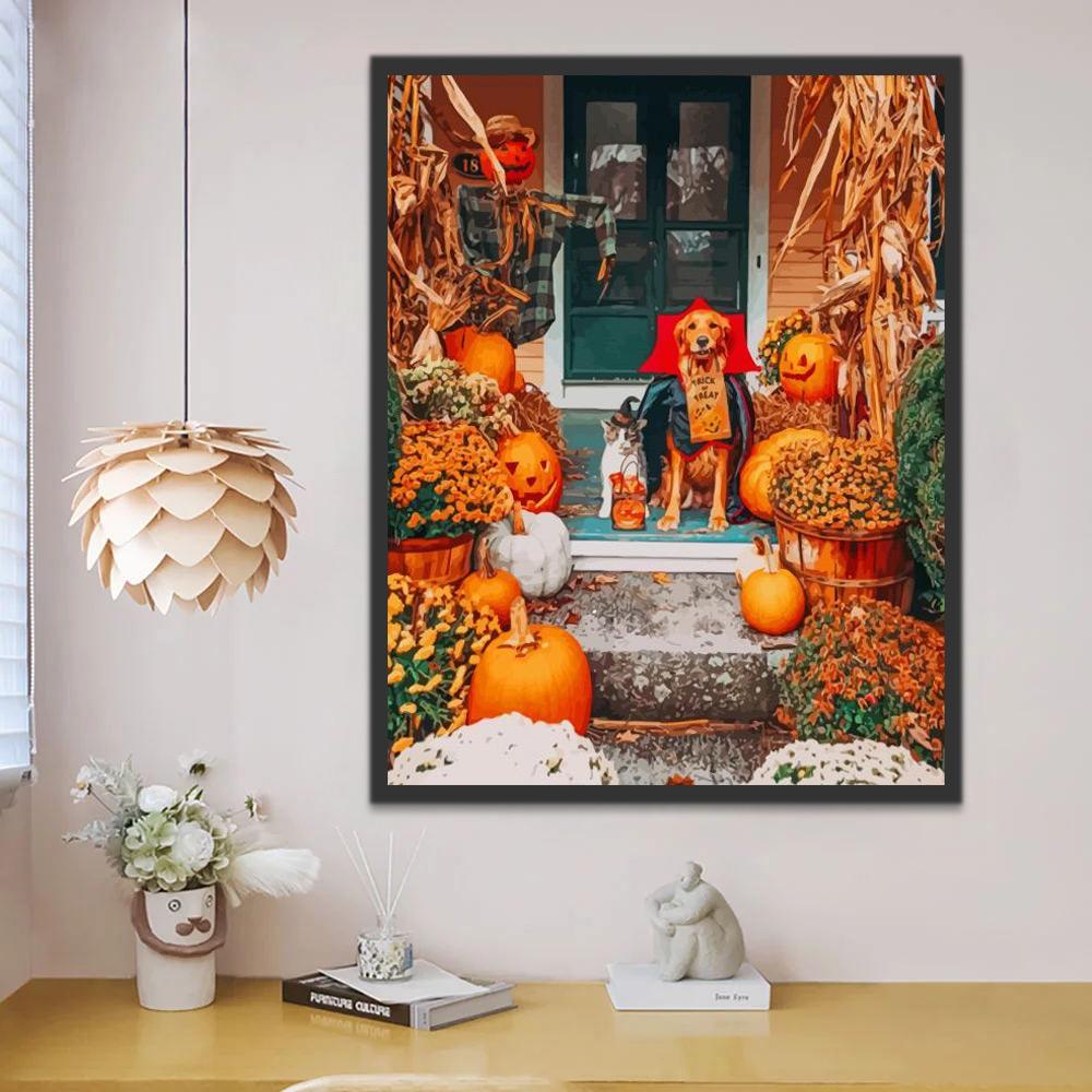 Chien et Chat d'Halloween Peinture par Numéros