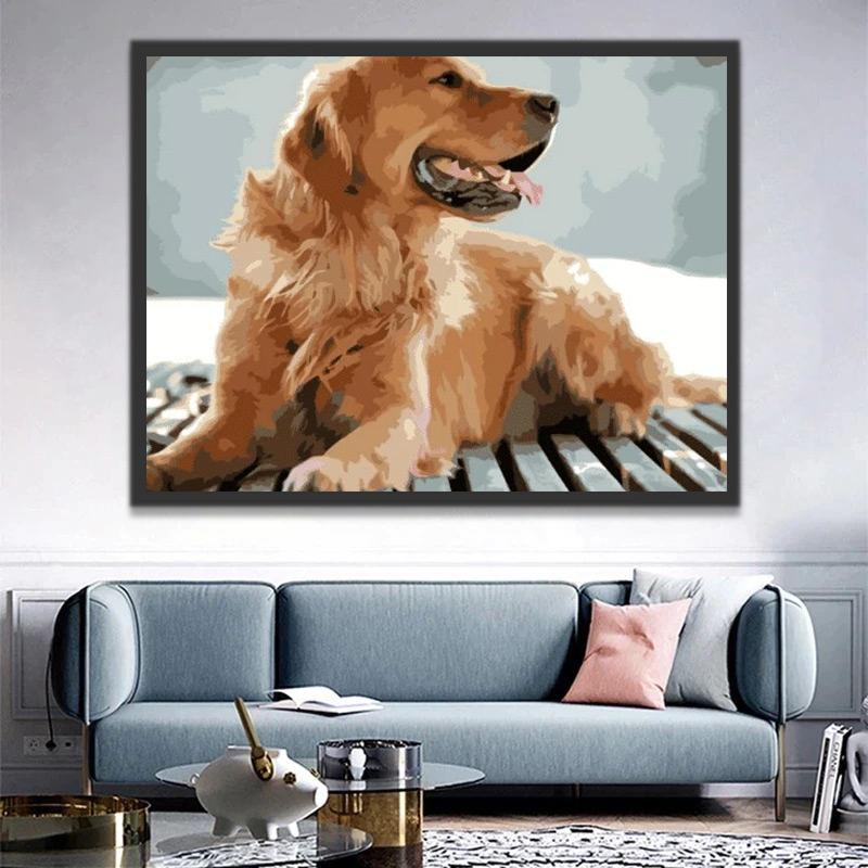 Chien Golden Retriever sans Souci Peinture par Numéros