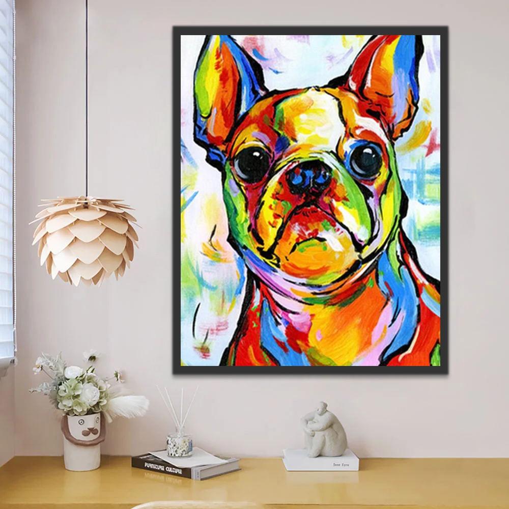 Chien Multicolore Peinture par Numéros