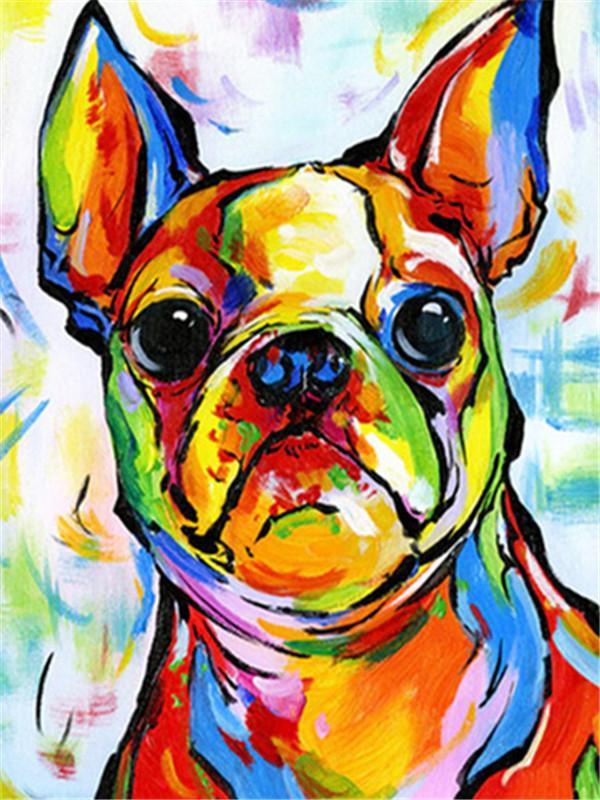 Chien Multicolore Peinture par Numéros