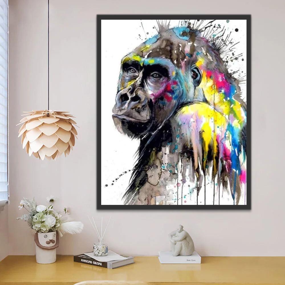 Chimpanzé avec des Taches Colorées Peinture par Numéros