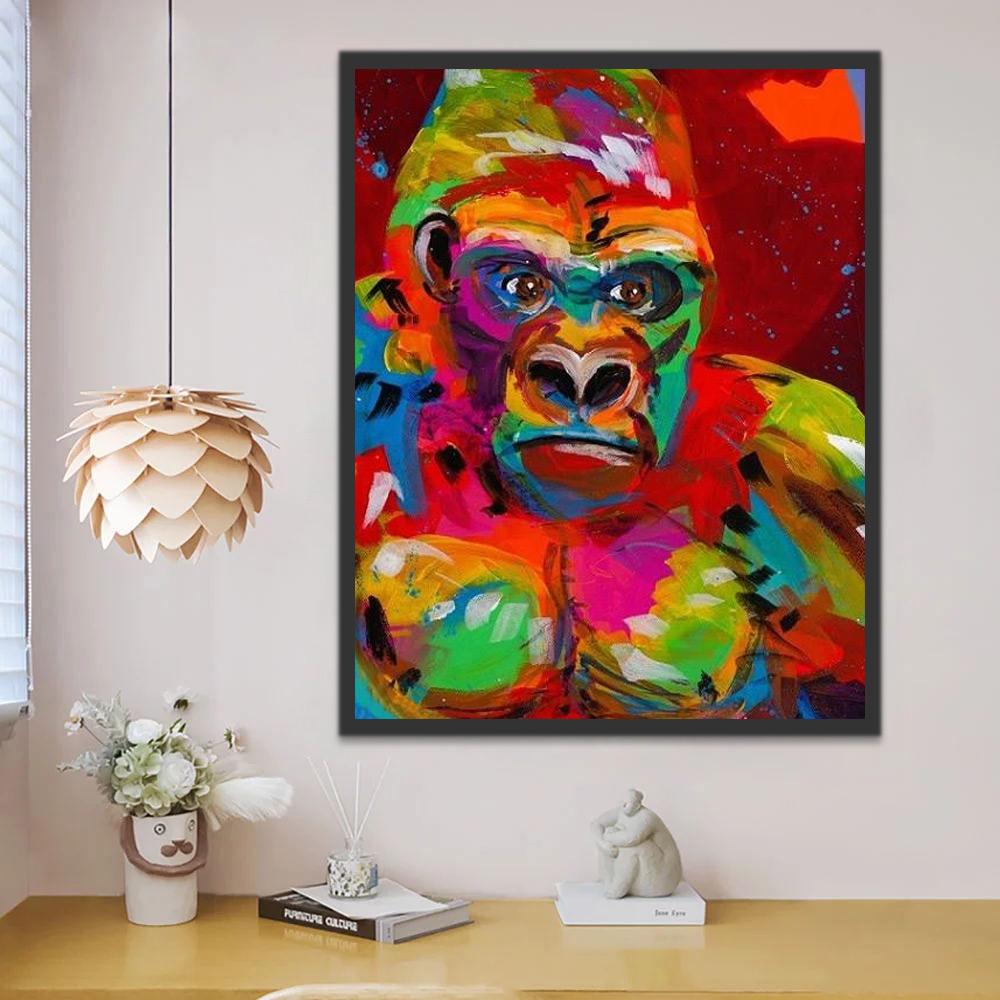Chimpanzé Coloré en Colère Peinture par Numéros