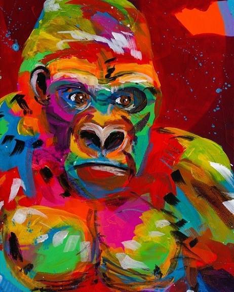 Chimpanzé Coloré en Colère Peinture par Numéros