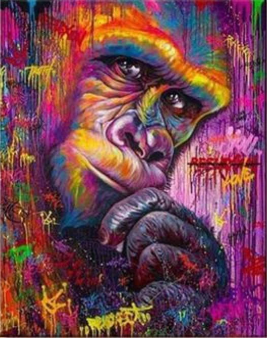 Chimpanzé Coloré Peinture par Numéros