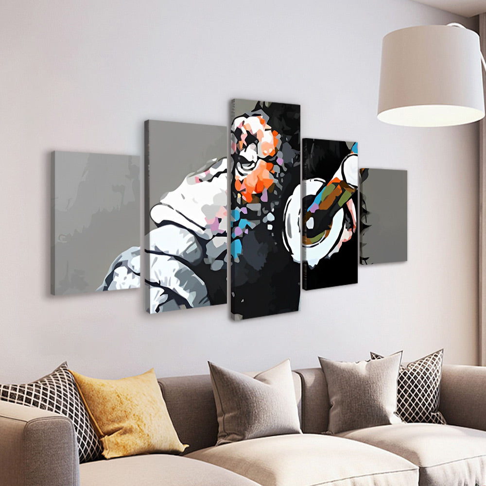 Chimpanzé Musicien 5 Partie Peinture par Numéros