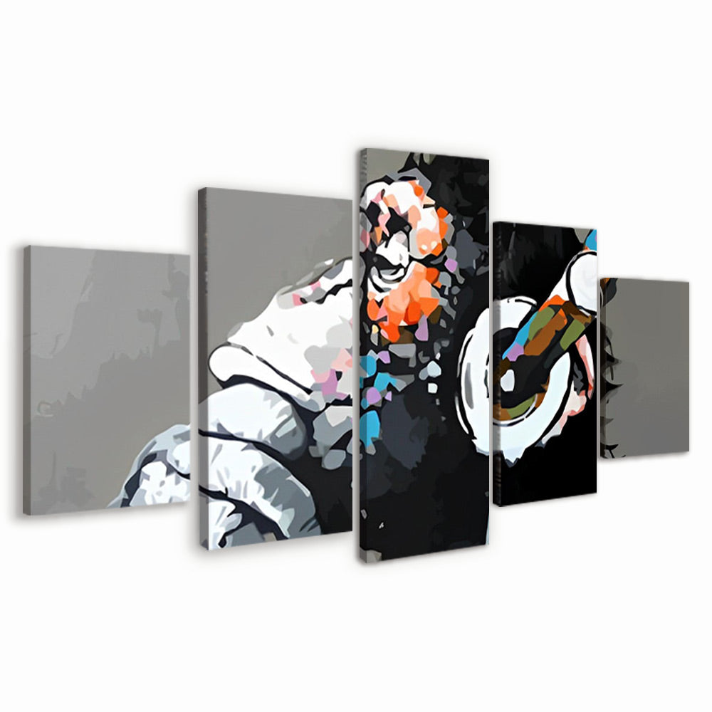 Chimpanzé Musicien 5 Partie Peinture par Numéros