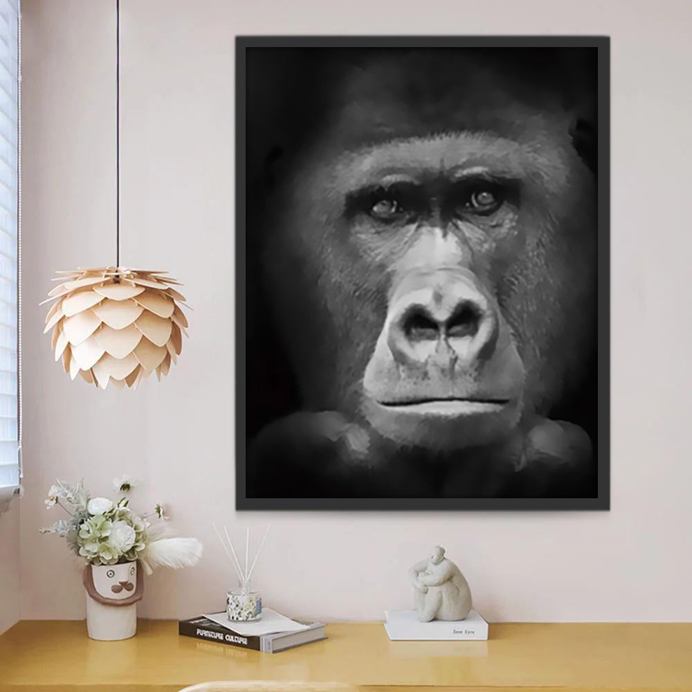 Chimpanzé Noir et Blanc Peinture par Numéros
