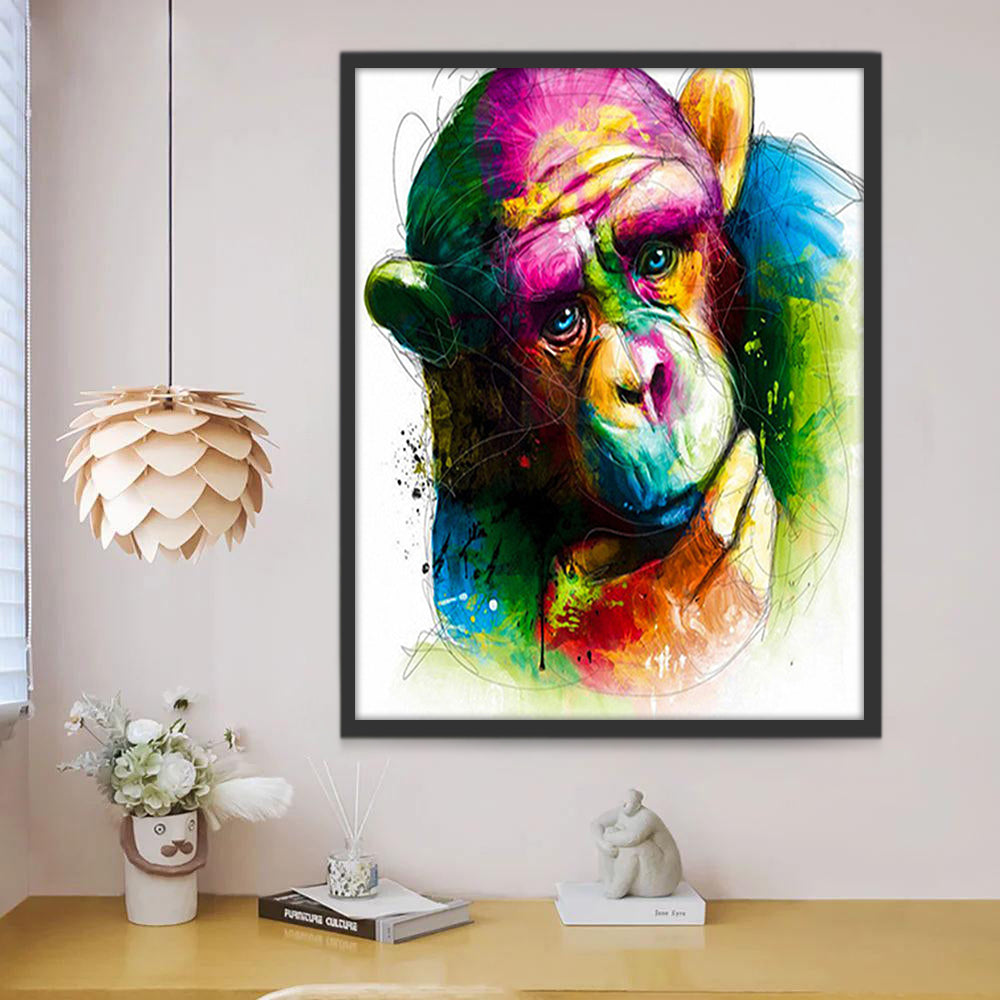 Chimpanzé Penseur Coloré Peinture par Numéros