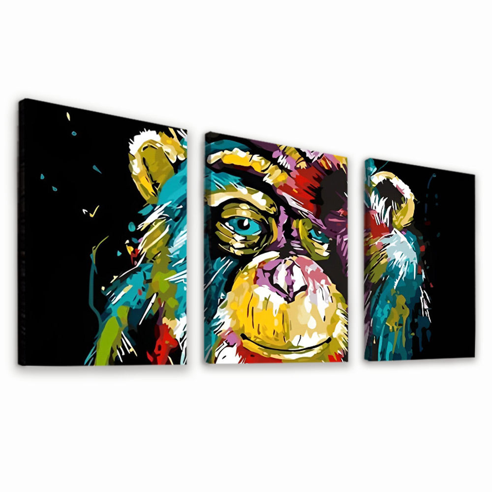 Chimpanzé Touchant la Tête 3 Partie Peinture par Numéros