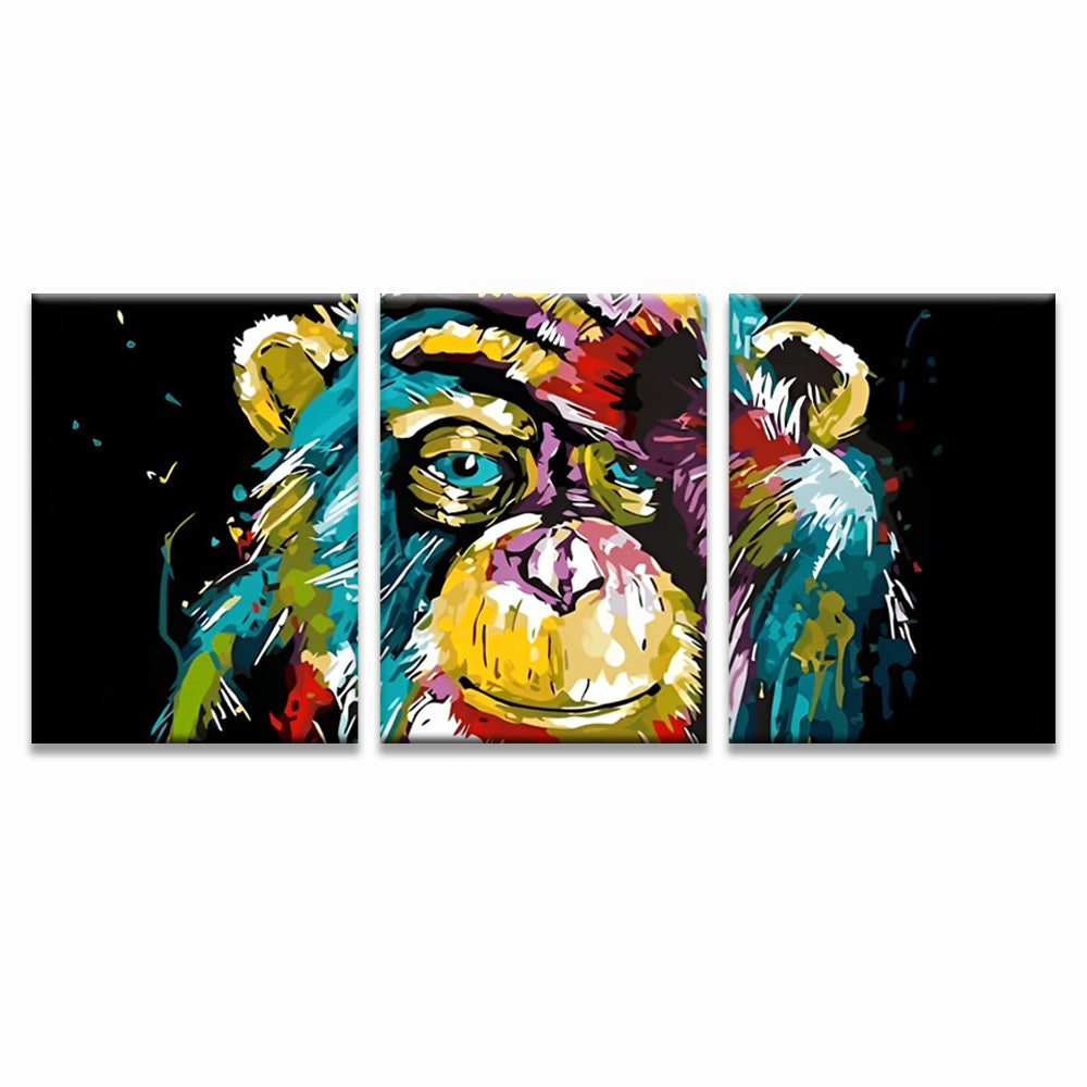 Chimpanzé Touchant la Tête 3 Partie Peinture par Numéros