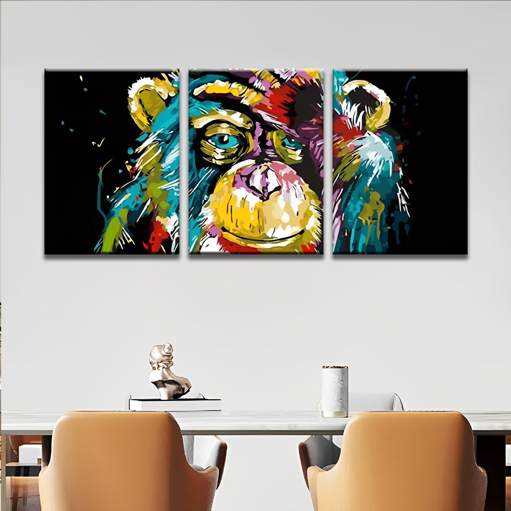 Chimpanzé Touchant la Tête 3 Partie Peinture par Numéros