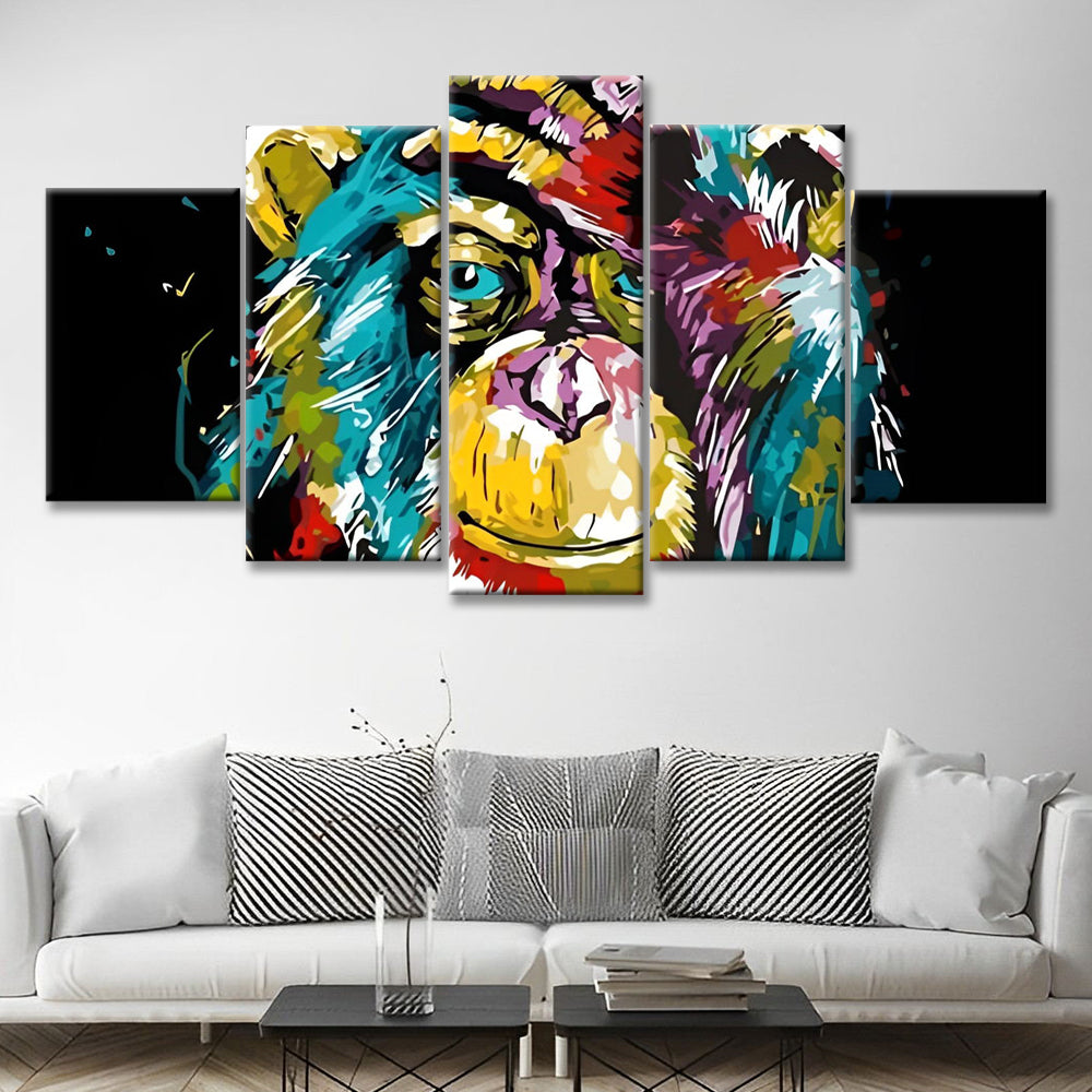 Chimpanzé Touchant la Tête 5 Partie Peinture par Numéros