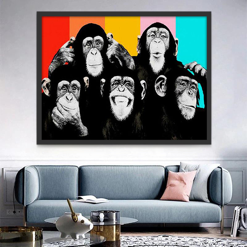 Chimpanzés Drôles Peinture par Numéros