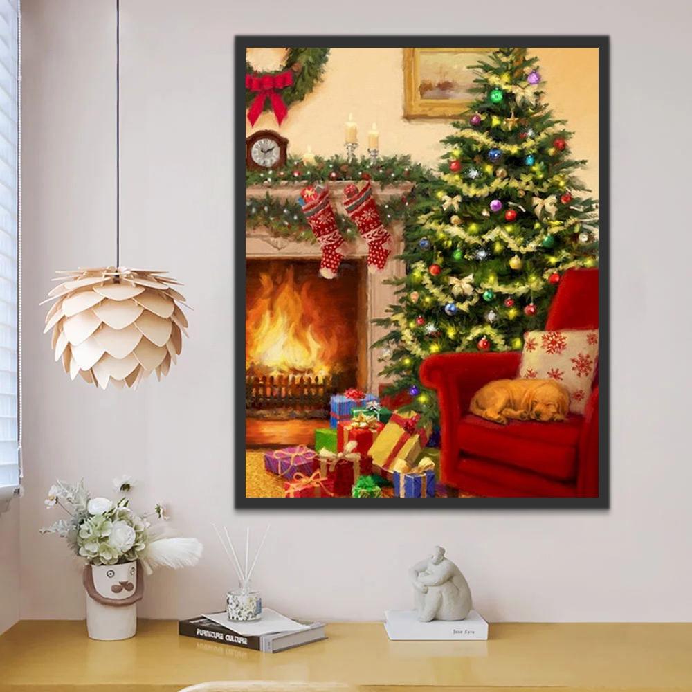 Chiot et Noël Peinture par Numéros
