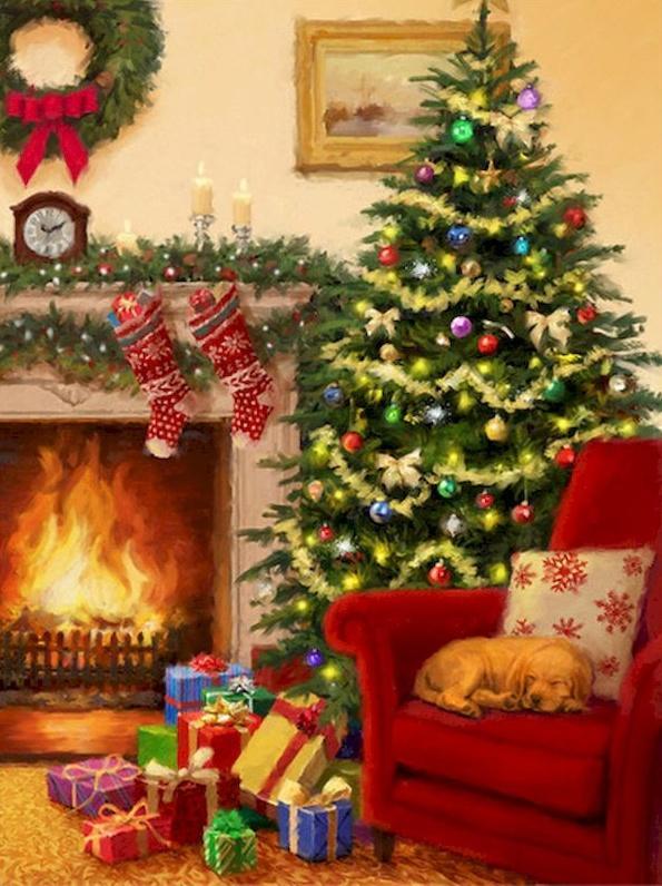 Chiot et Noël Peinture par Numéros