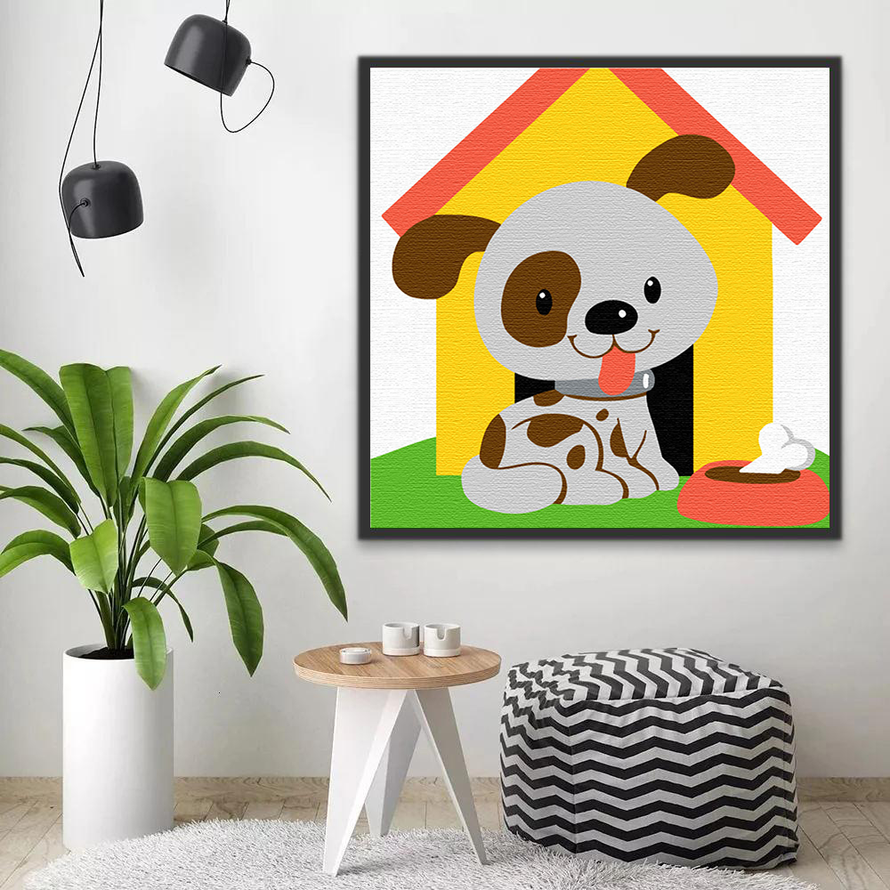 Chiot et Os Peinture par Numéros