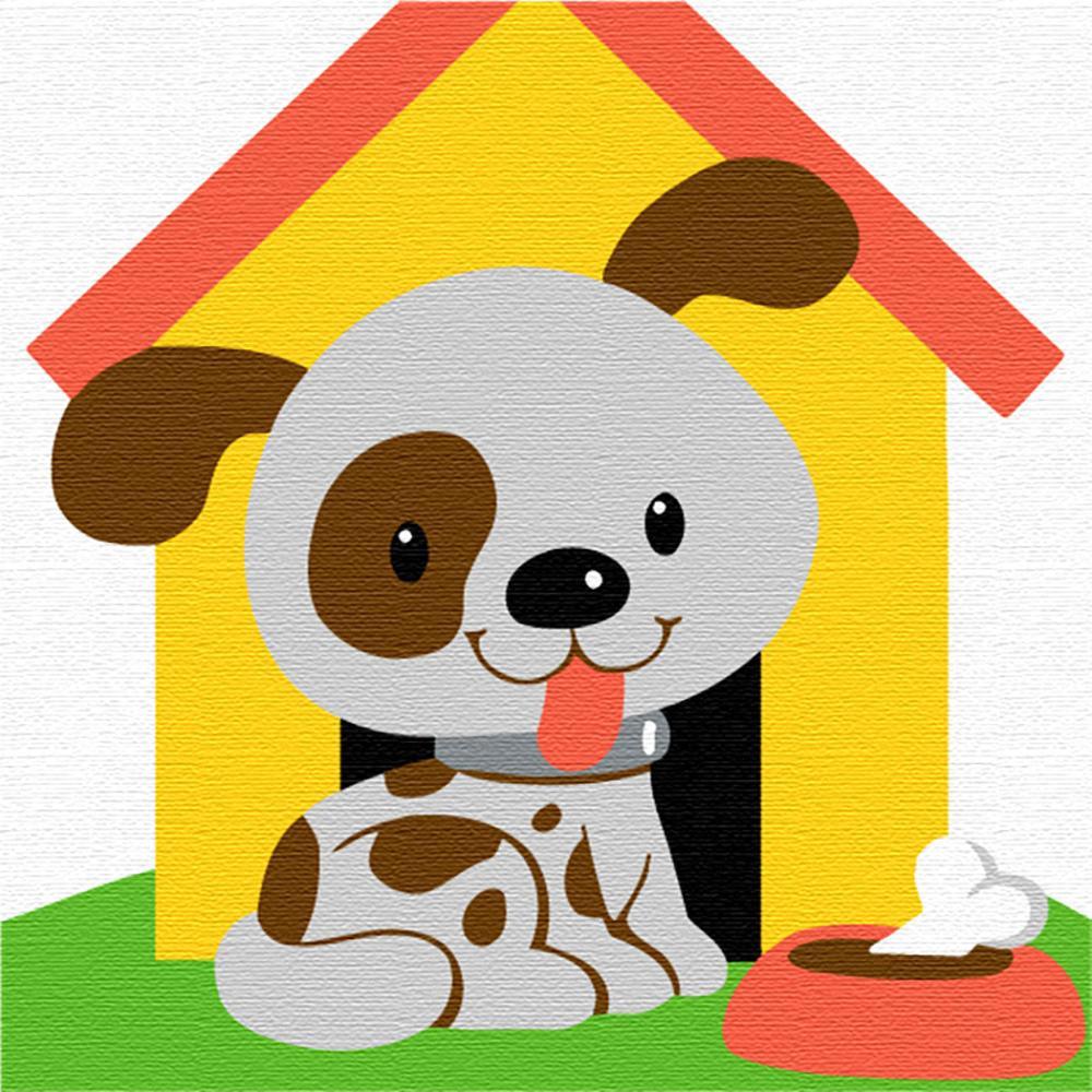 Chiot et Os Peinture par Numéros