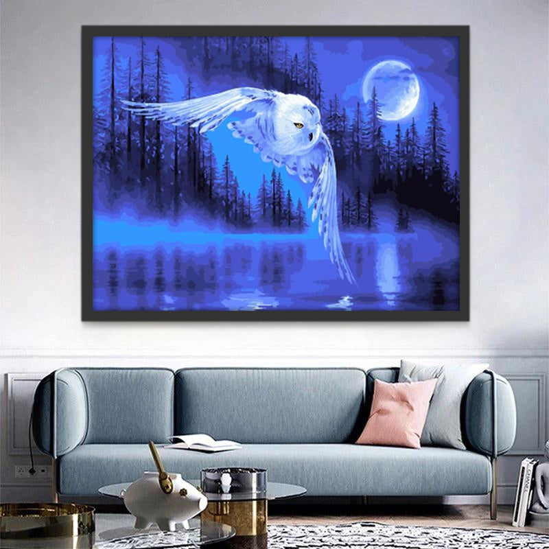 Chouette Harfang dans la Nuit Peinture par Numéros