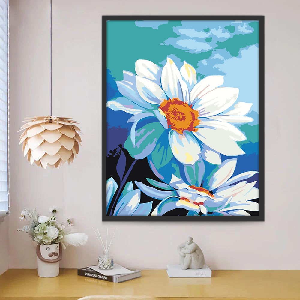 Chrysanthème Blanc Peinture par Numéros