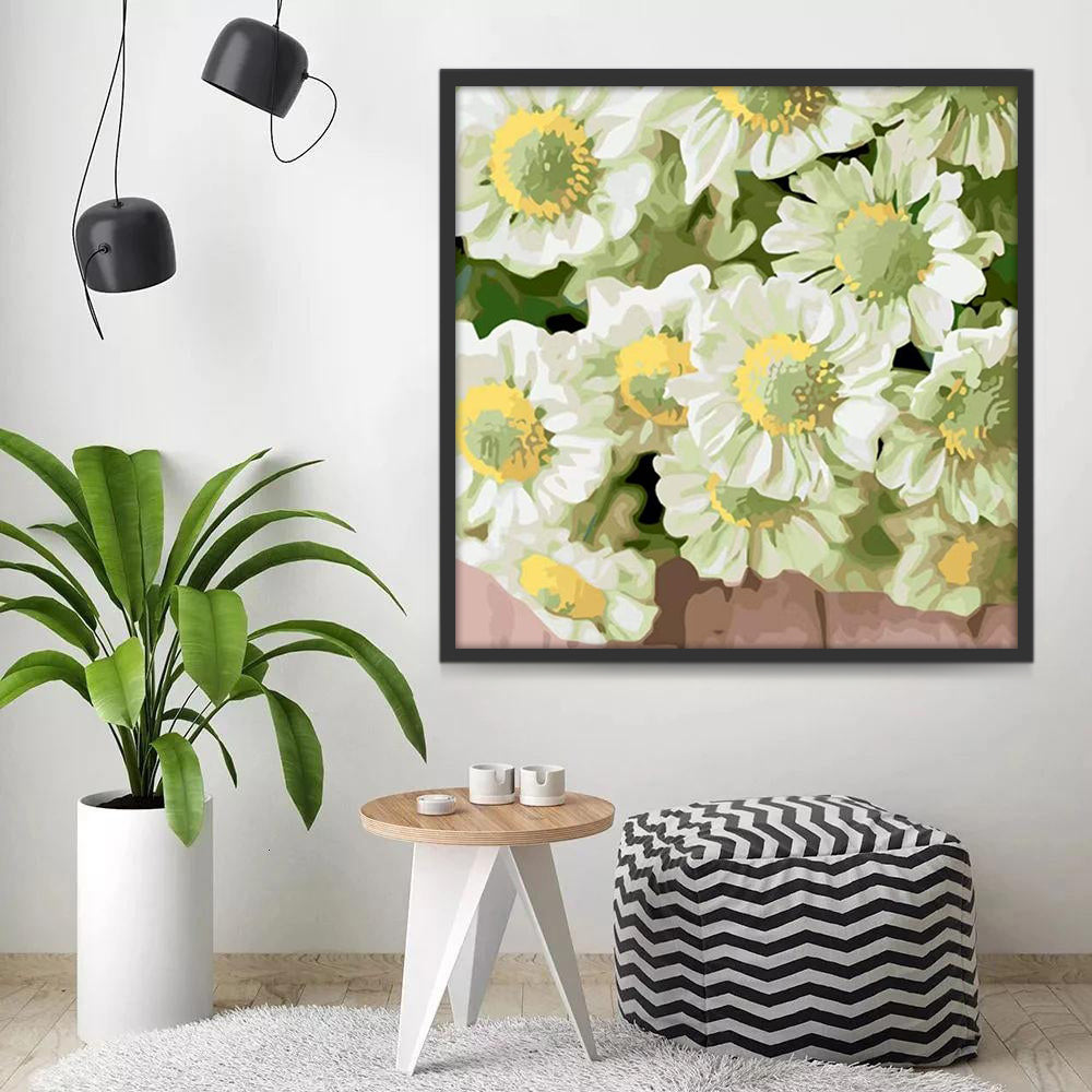 Chrysanthèmes Blancs Joli Peinture par Numéros