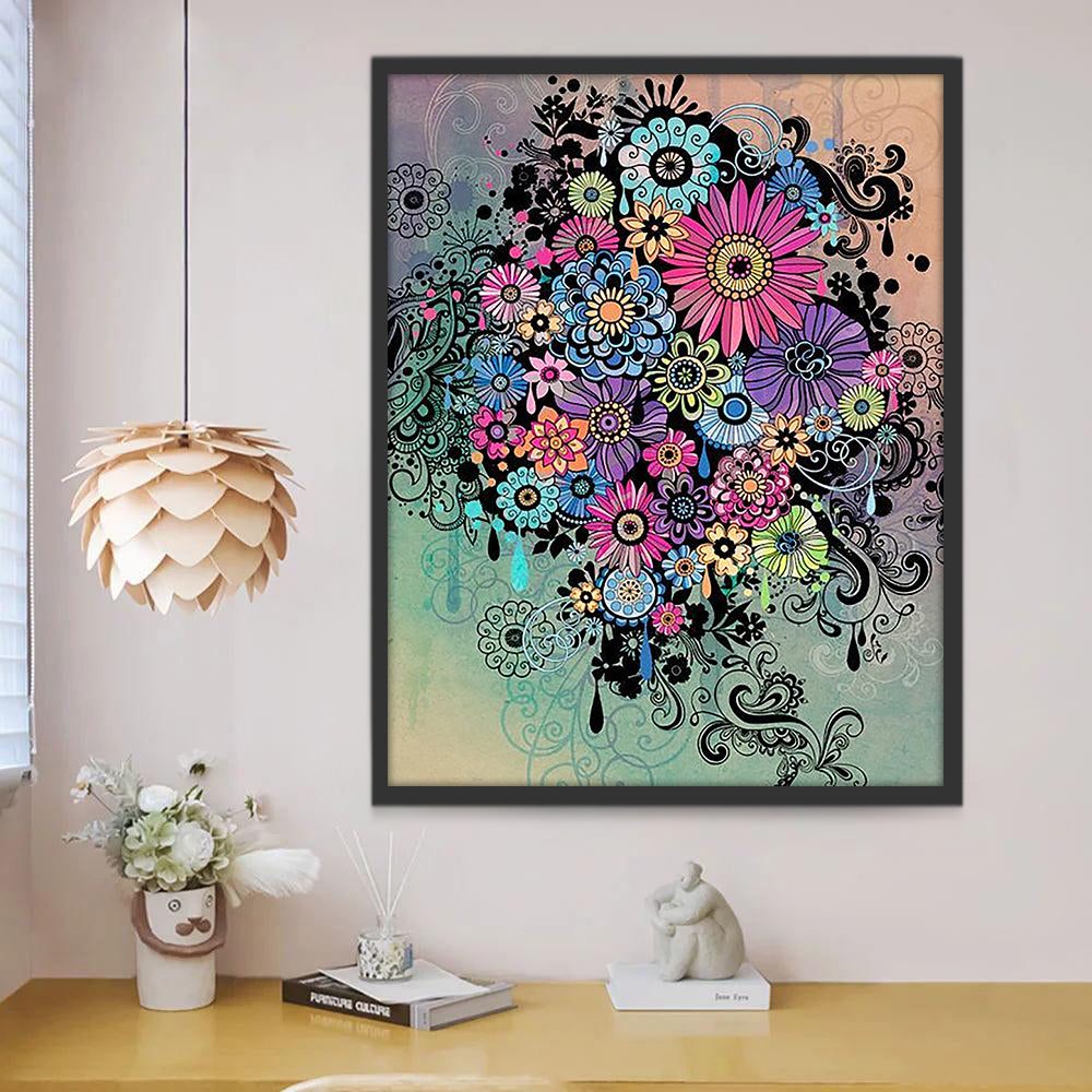 Chrysanthèmes Colorés Peinture par Numéros