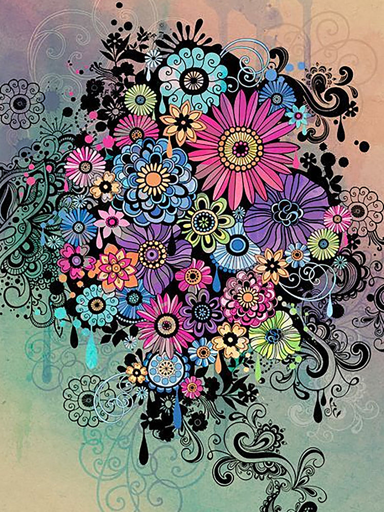 Chrysanthèmes Colorés Peinture par Numéros