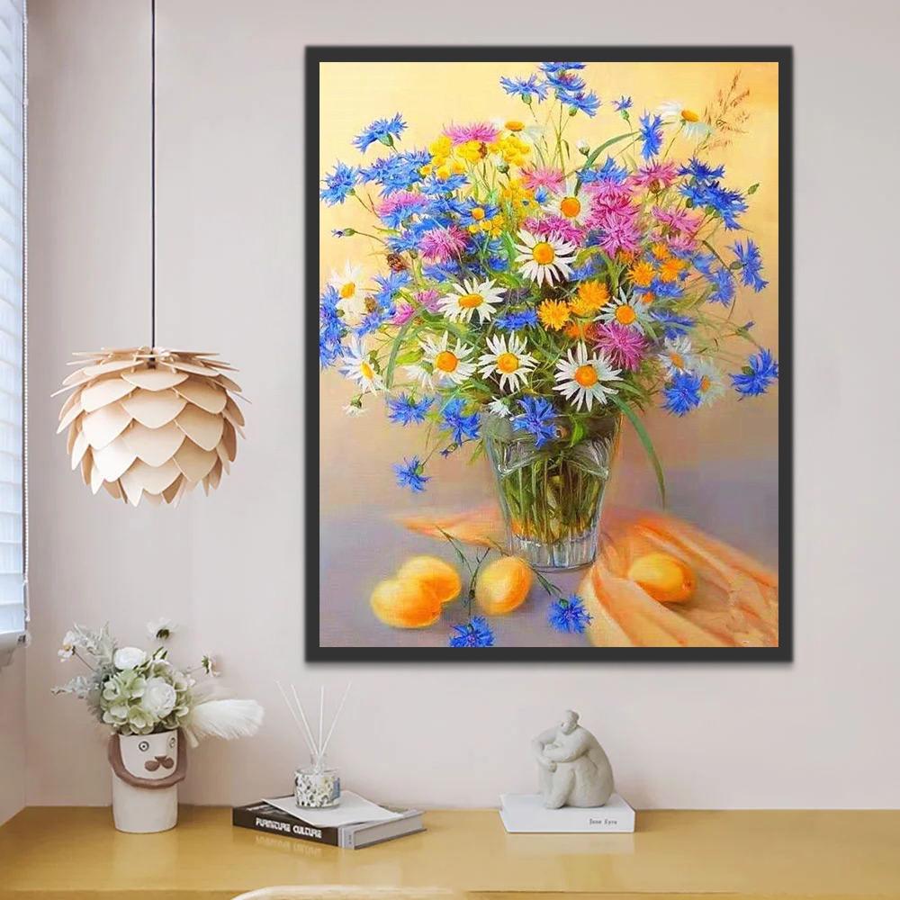 Chrysanthèmes dans le Verre Peinture par Numéros
