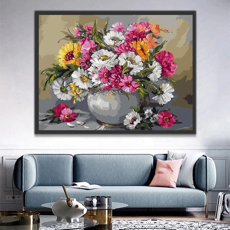 Chrysanthèmes Multicolores Peinture par Numéros