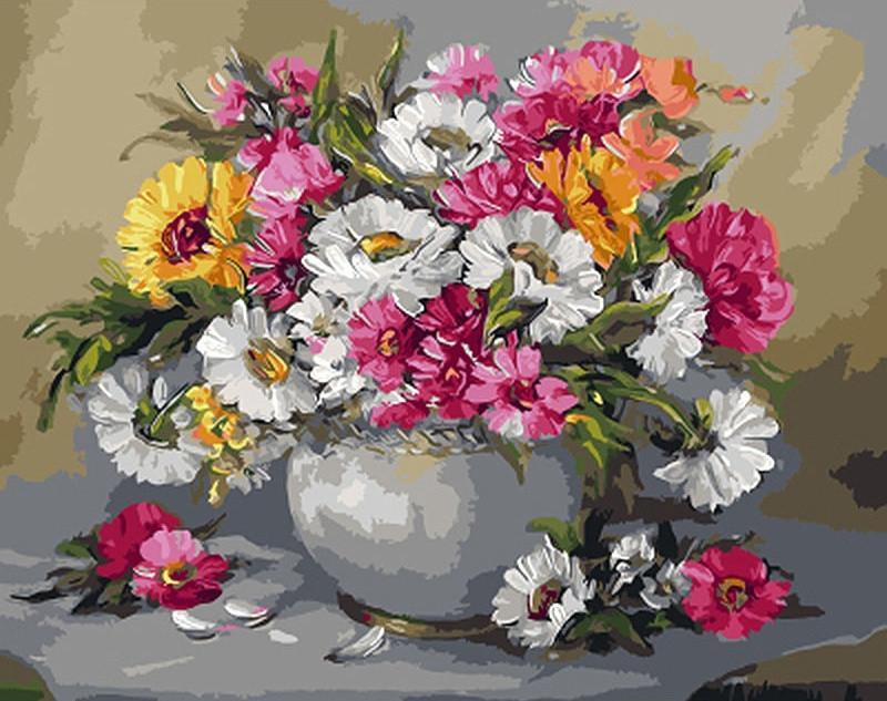 Chrysanthèmes Multicolores Peinture par Numéros