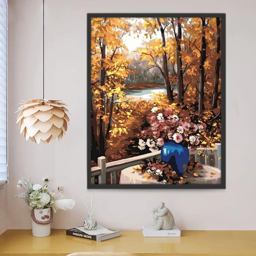 Chrysanthèmes Paysage d'Automne Peinture par Numéros