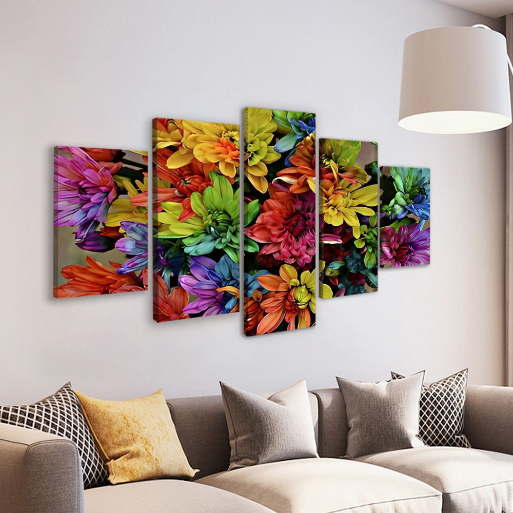 Chrysanthèmes Pimpants 5 Partie Peinture par Numéros