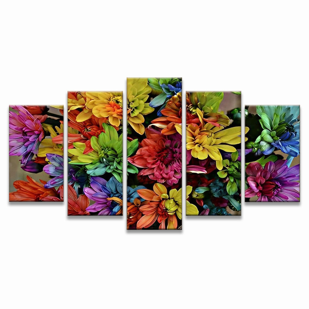 Chrysanthèmes Pimpants 5 Partie Peinture par Numéros
