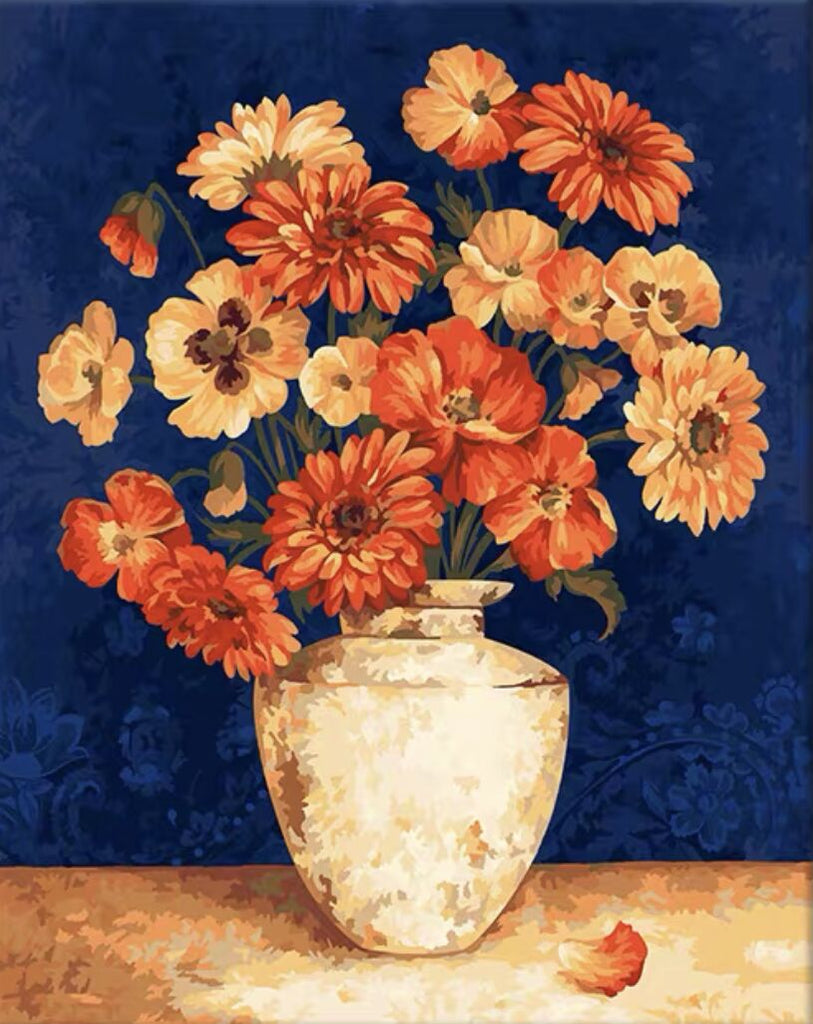 Chrysanthèmes Roux Peinture par Numéros